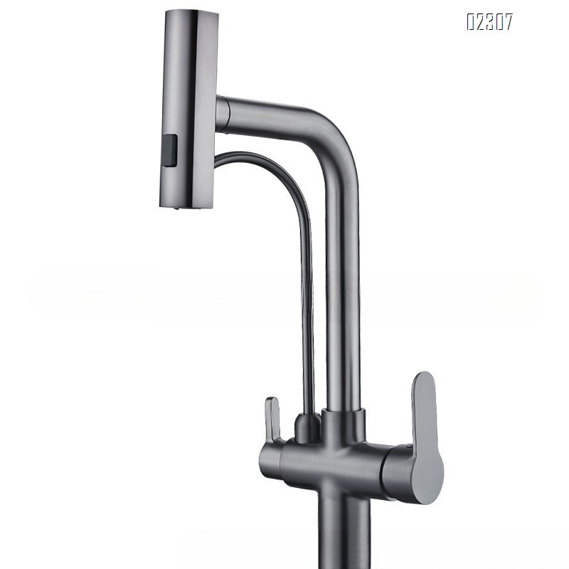 Brass 4-in-1 Water Purifier Kitchen Faucet Household Sink Vegetable Washing Basin Booster Kitchen Pull-out Hot and Cold Faucet