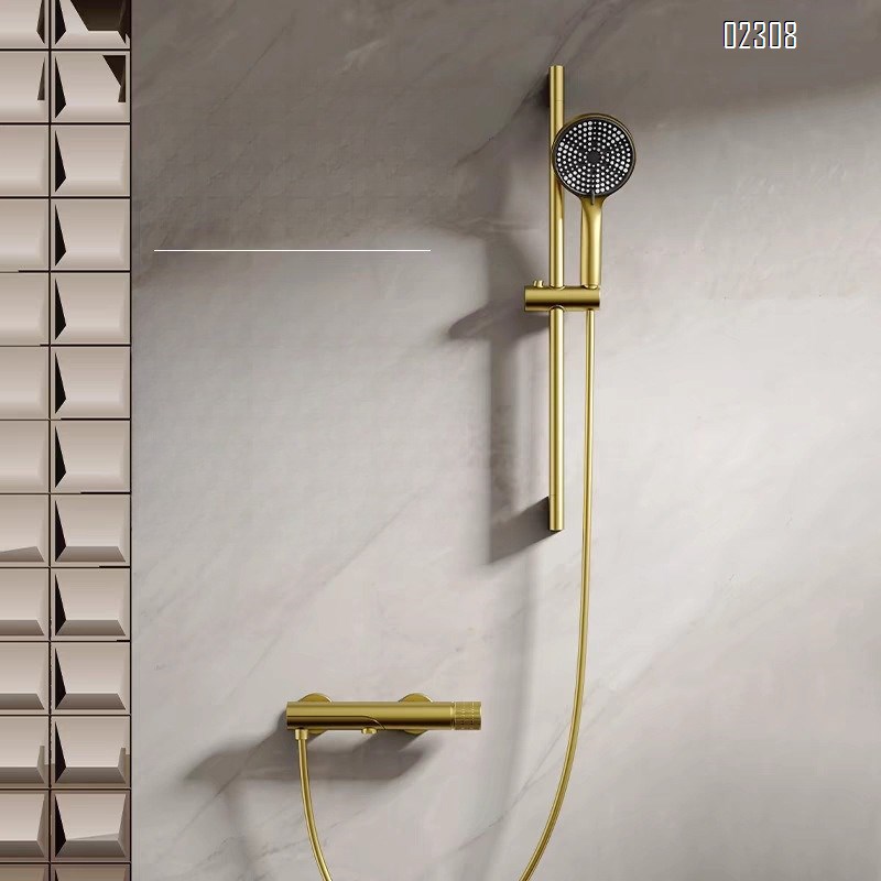 Gold Simple Hotel Shower Head Set for Home Bathtub Simple Shower for Small Apartments No Ceiling Spray