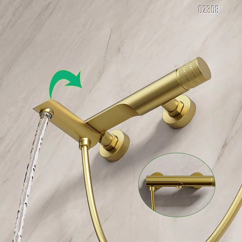 Gold Simple Hotel Shower Head Set for Home Bathtub Simple Shower for Small Apartments No Ceiling Spray