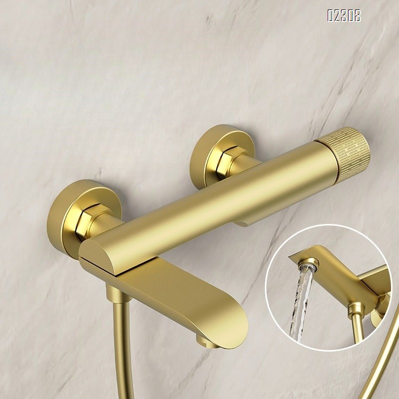 Gold Simple Hotel Shower Head Set for Home Bathtub Simple Shower for Small Apartments No Ceiling Spray