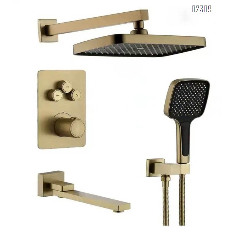 Wall-mounted Shower Head Set Brass Thermostatic Bathroom Modern Light Luxury Home Shower Tap