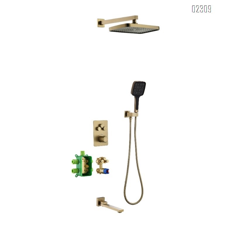 Wall-mounted Shower Head Set Brass Thermostatic Bathroom Modern Light Luxury Home Shower Tap