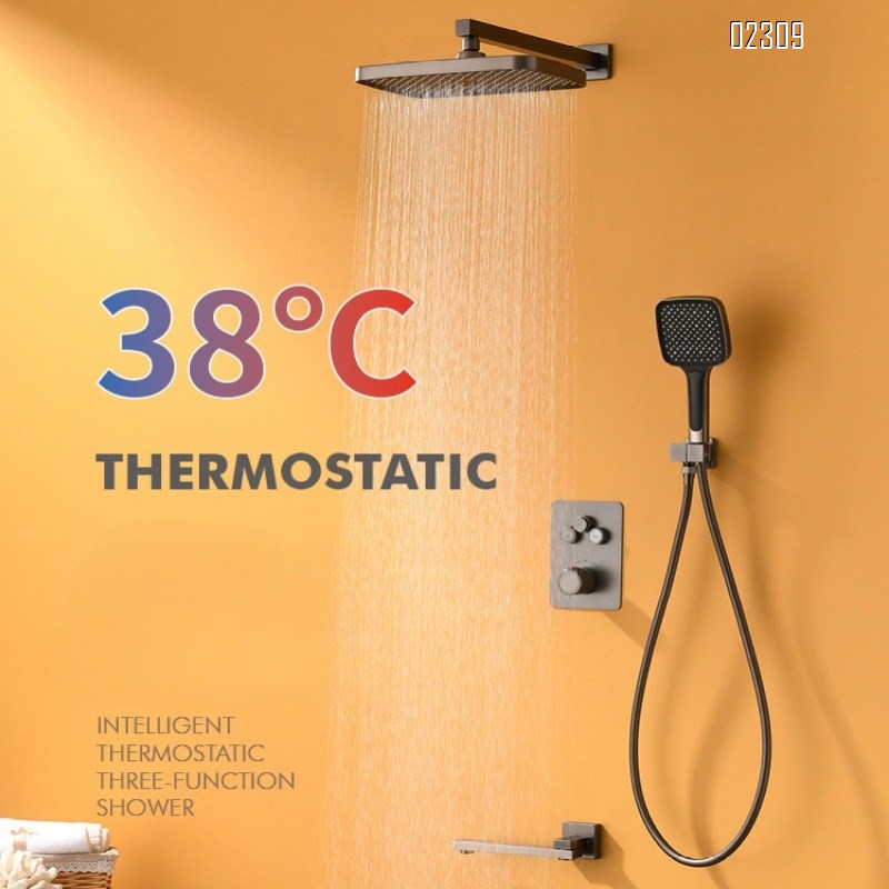 Wall-mounted Shower Head Set Brass Thermostatic Bathroom Modern Light Luxury Home Shower Tap