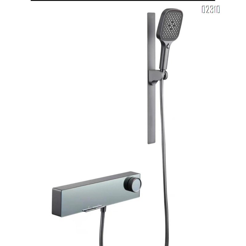 Minimalist Brass Piano Key Shower Head Set for Home Bathroom Storage Simple Small Apartment Tap