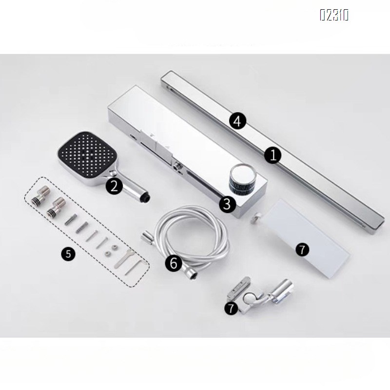 Minimalist Brass Piano Key Shower Head Set for Home Bathroom Storage Simple Small Apartment Tap