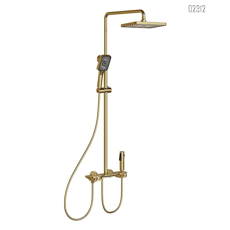 Gold Brass Household Small Apartment Storage Four-Function Shower Set Hot and Cold Bathroom Showerhead
