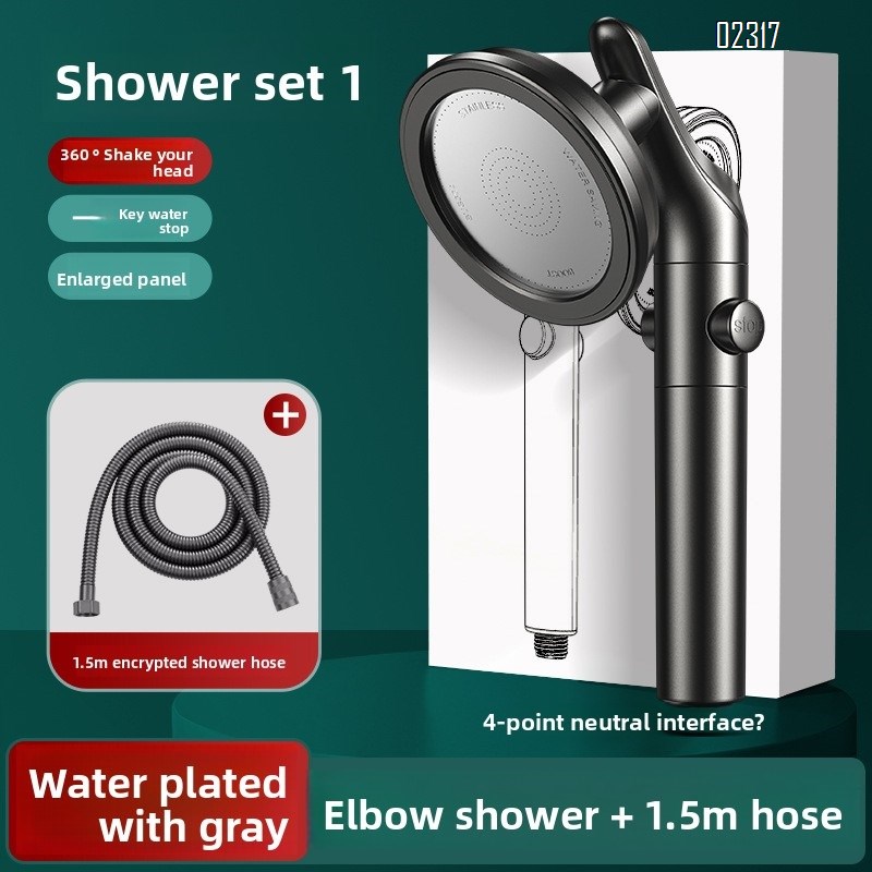 Dual-Function Rotatable Shower Head Set with 1.5m Hose High Pressure Universal for Bathroom