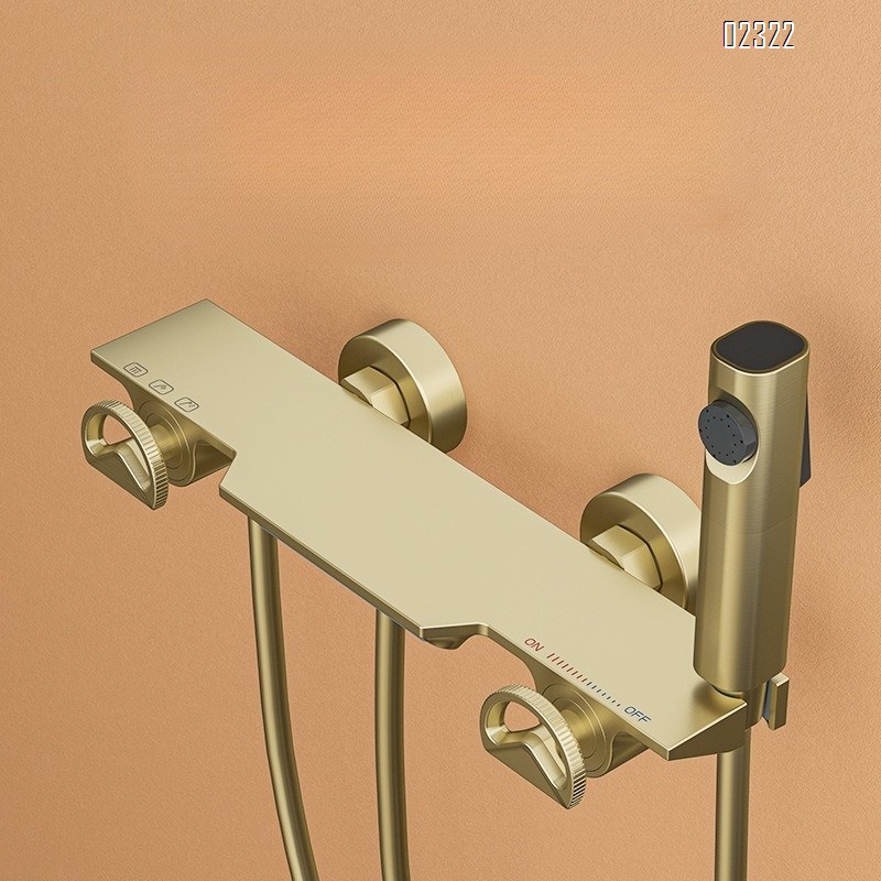 Industrial Style Brass Hot and Cold Small Apartment Gold Lift Shower Set Bathroom Shower Head Home Use