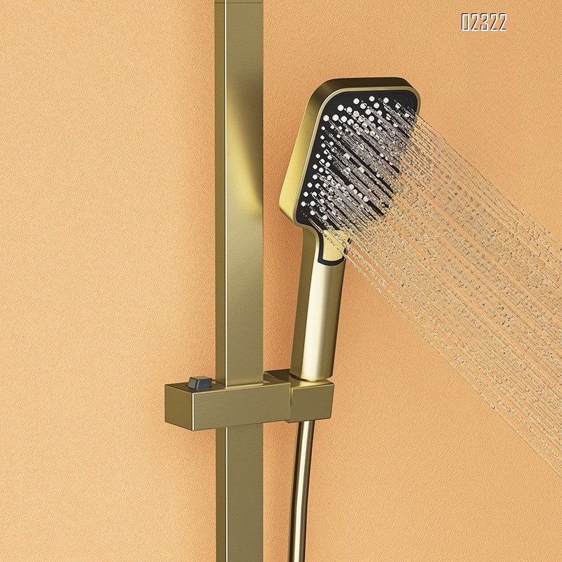 Industrial Style Brass Hot and Cold Small Apartment Gold Lift Shower Set Bathroom Shower Head Home Use