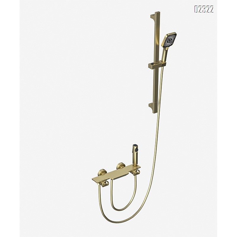 Industrial Style Brass Hot and Cold Small Apartment Gold Lift Shower Set Bathroom Shower Head Home Use