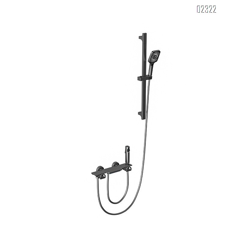 Industrial Style Brass Hot and Cold Small Apartment Gold Lift Shower Set Bathroom Shower Head Home Use