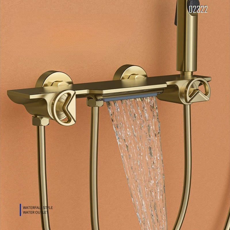 Industrial Style Brass Hot and Cold Small Apartment Gold Lift Shower Set Bathroom Shower Head Home Use