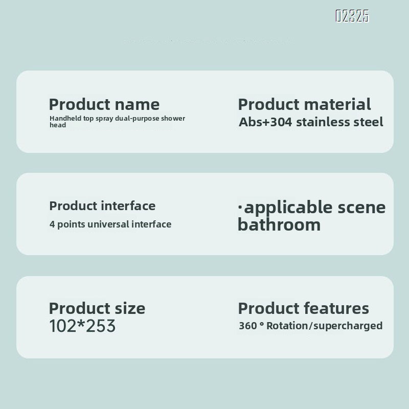 Dual Function Shower Head with 2.0m Stainless Hose and Bracket Handheld Shower Head & Rain Shower Head 2 in 1 for Bathroom