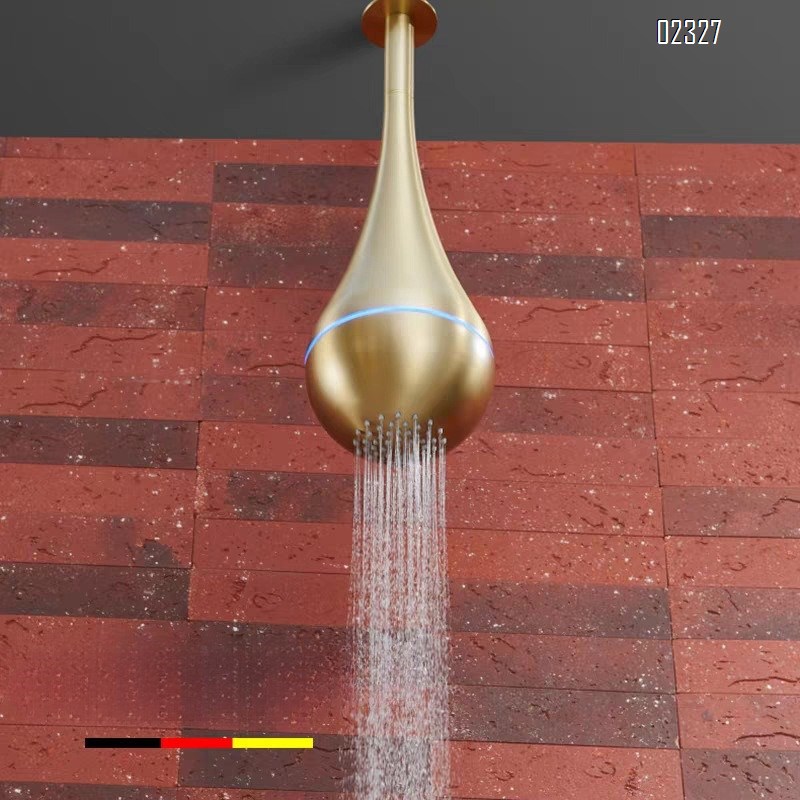 Minimalist All-Brass Embedded Hot and Cold Shower Set for Home Use Gold Concealed Wall-Mounted Shower System