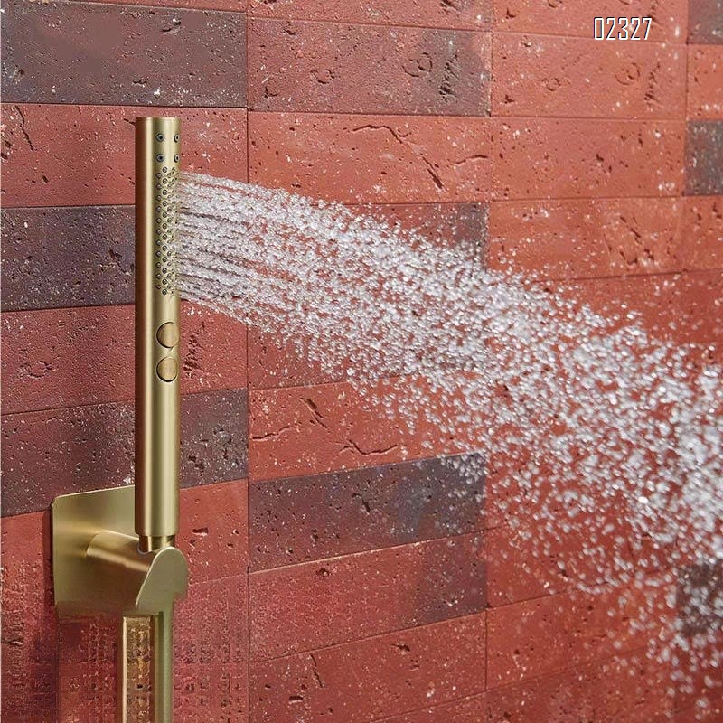 Minimalist All-Brass Embedded Hot and Cold Shower Set for Home Use Gold Concealed Wall-Mounted Shower System