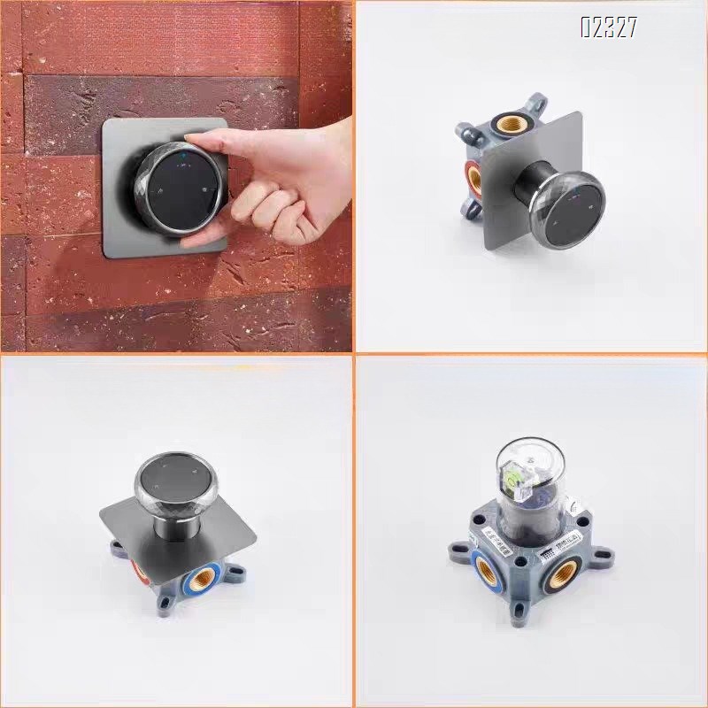 Minimalist All-Brass Embedded Hot and Cold Shower Set for Home Use Gold Concealed Wall-Mounted Shower System