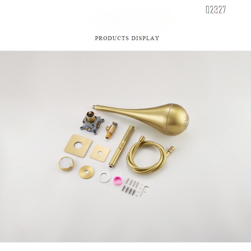 Minimalist All-Brass Embedded Hot and Cold Shower Set for Home Use Gold Concealed Wall-Mounted Shower System