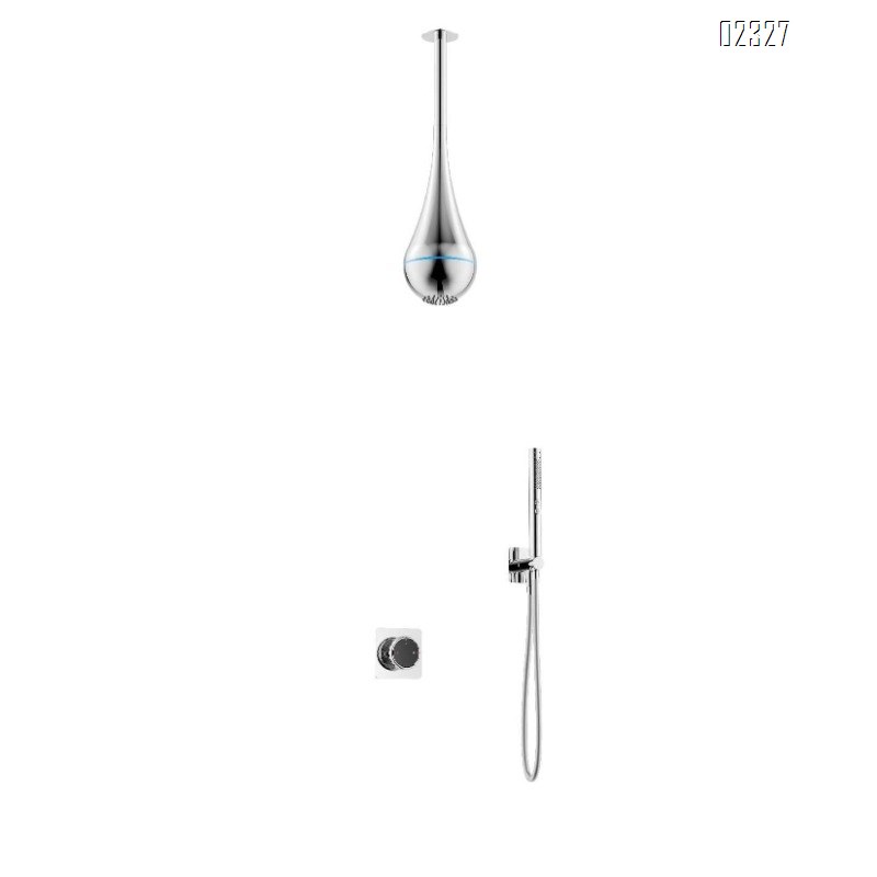 Minimalist All-Brass Embedded Hot and Cold Shower Set for Home Use Gold Concealed Wall-Mounted Shower System