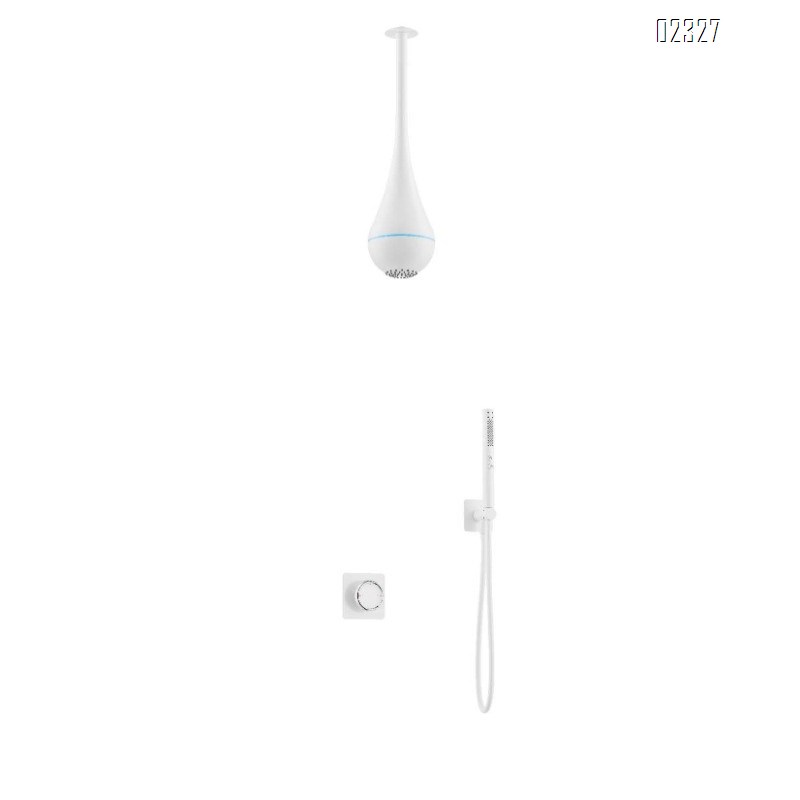 Minimalist All-Brass Embedded Hot and Cold Shower Set for Home Use Gold Concealed Wall-Mounted Shower System