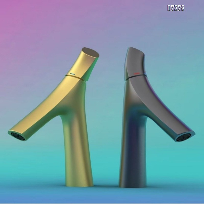 Gold Brass Splash-Proof Faucet for Bathroom Washbasin Brass Hot and Cold Basin Faucet for Home Use