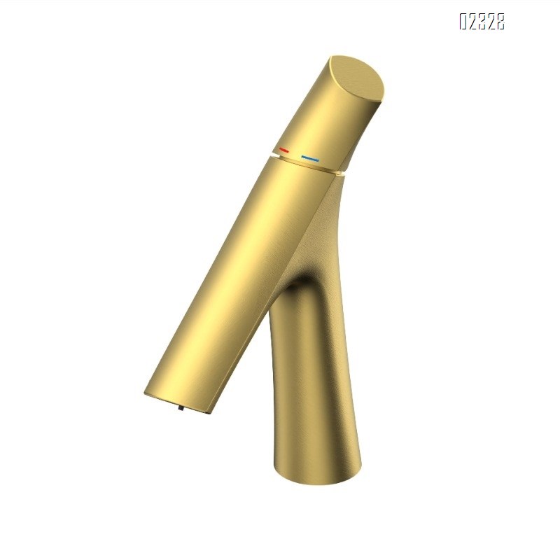 Gold Brass Splash-Proof Faucet for Bathroom Washbasin Brass Hot and Cold Basin Faucet for Home Use