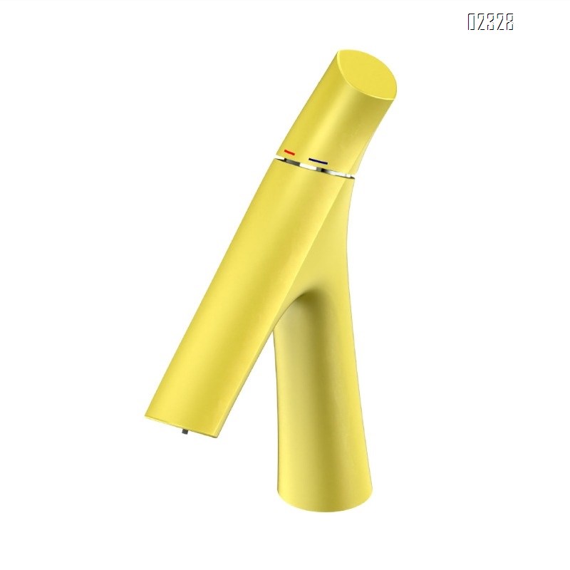 Gold Brass Splash-Proof Faucet for Bathroom Washbasin Brass Hot and Cold Basin Faucet for Home Use