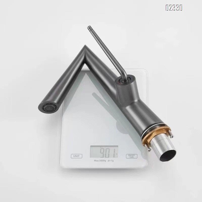 Gun Grey Brass Hot and Cold Bathroom Basin Faucet for Home Use Minimalist Wash basin Faucet Tap
