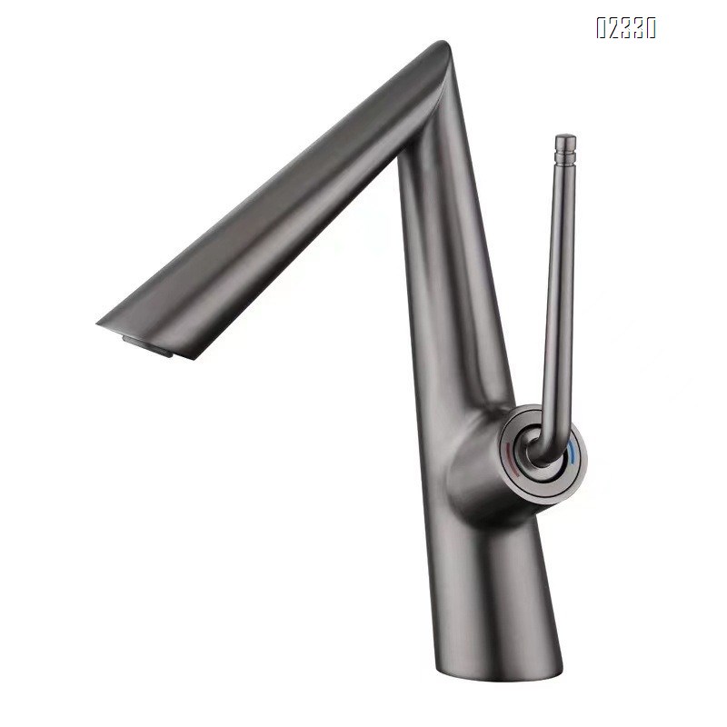 Gun Grey Brass Hot and Cold Bathroom Basin Faucet for Home Use Minimalist Wash basin Faucet Tap