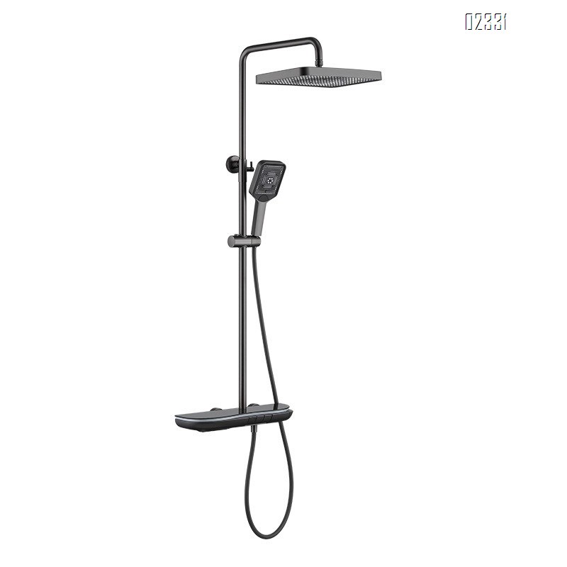 Hot and Cold Digital Display Shower Head Set Household Brass Storage Mixing Valve Shower Light Luxury Storage Bath Tap