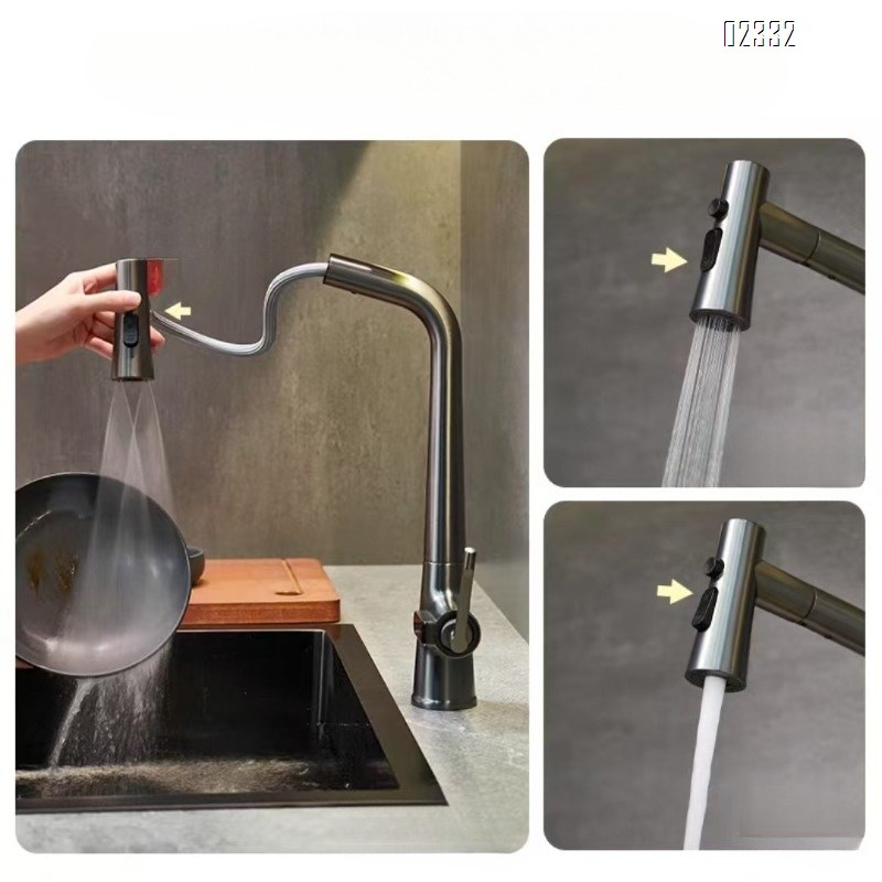 Zinc Alloy Kitchen Digital Display Pull-out Hot and Cold Faucet Temperature Extendable Sink Multifunctional Vegetable Basin Tap