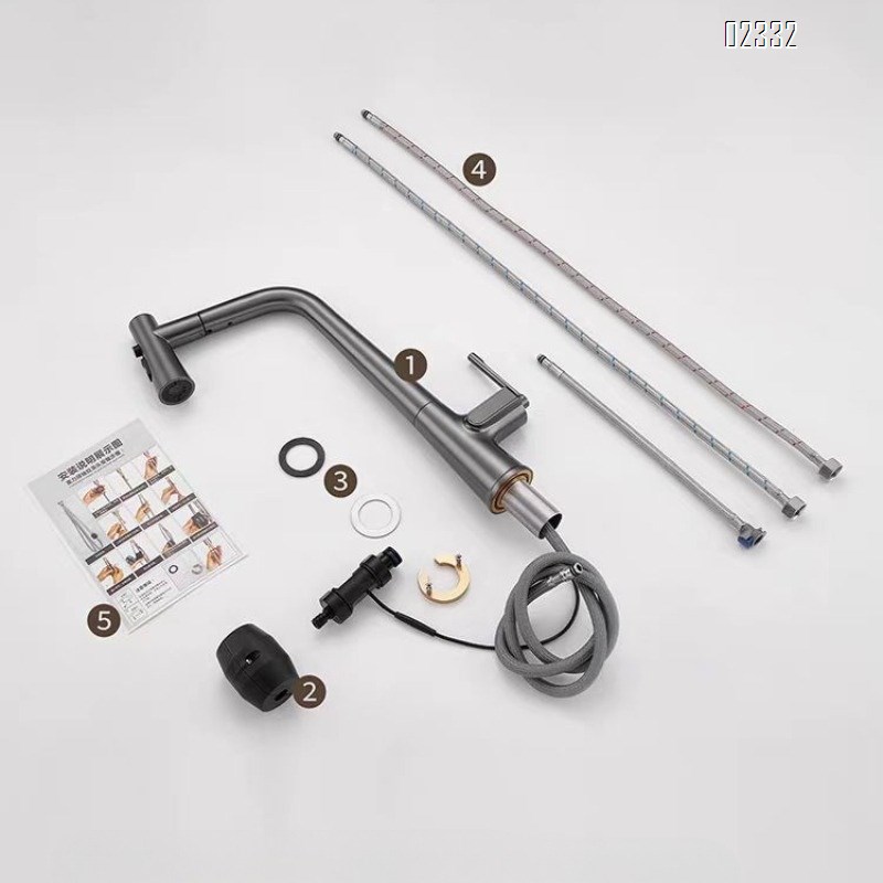 Zinc Alloy Kitchen Digital Display Pull-out Hot and Cold Faucet Temperature Extendable Sink Multifunctional Vegetable Basin Tap