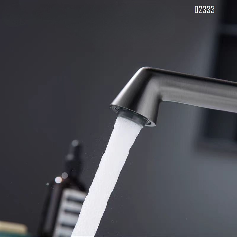 Hot and Cold All-Brass Integrated Basin Faucet Washbasin Bathroom Cabinet Simple Gun Gray Washbasin Tap