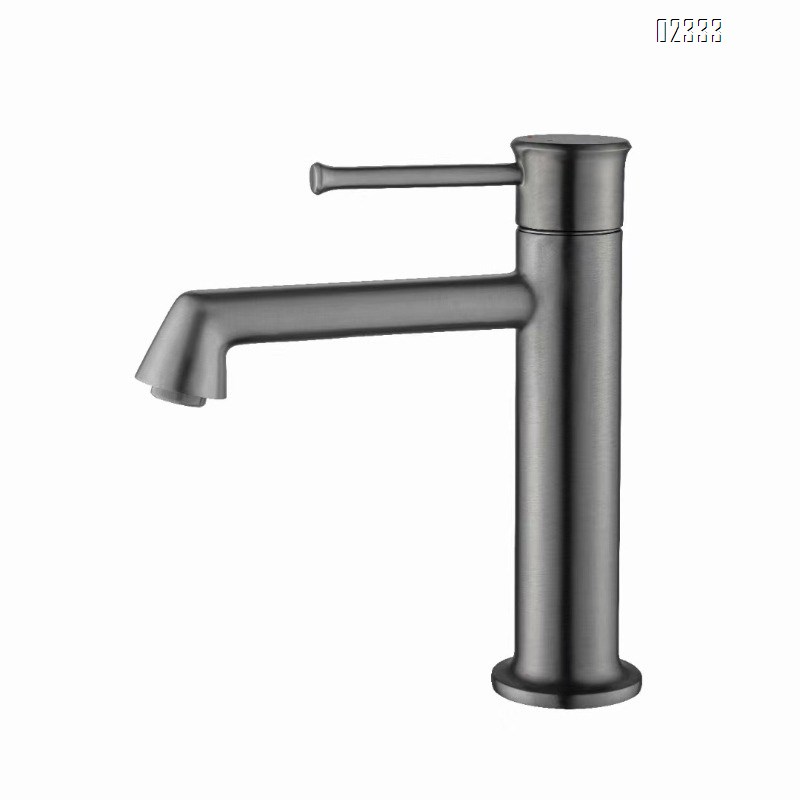 Hot and Cold All-Brass Integrated Basin Faucet Washbasin Bathroom Cabinet Simple Gun Gray Washbasin Tap