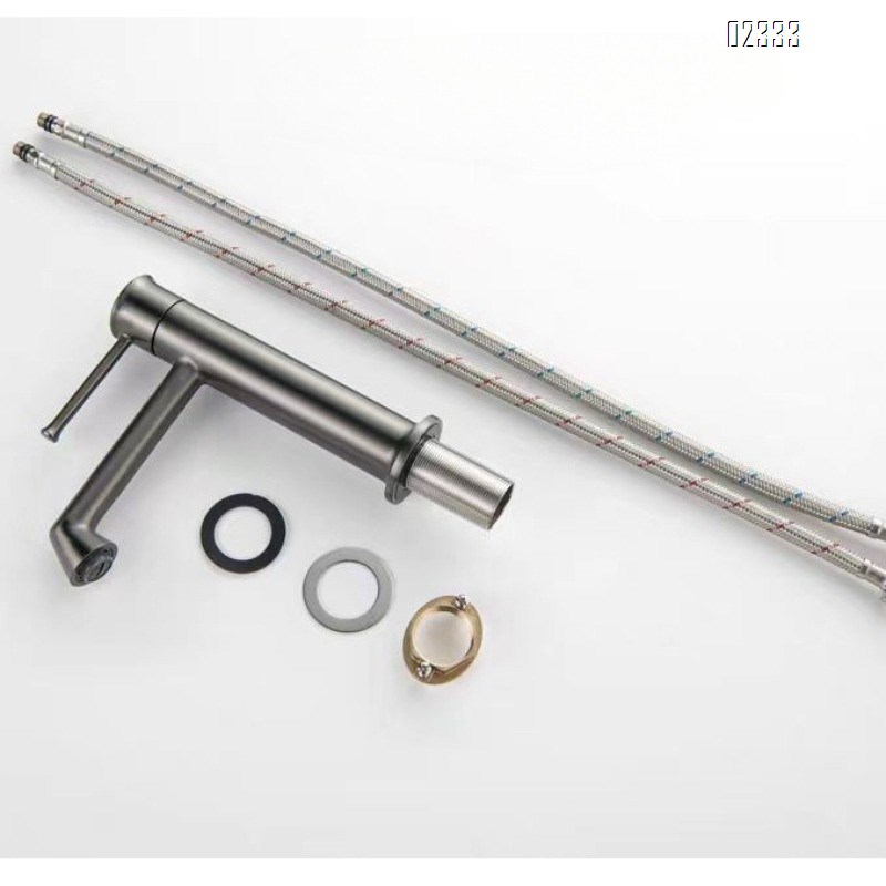 Hot and Cold All-Brass Integrated Basin Faucet Washbasin Bathroom Cabinet Simple Gun Gray Washbasin Tap