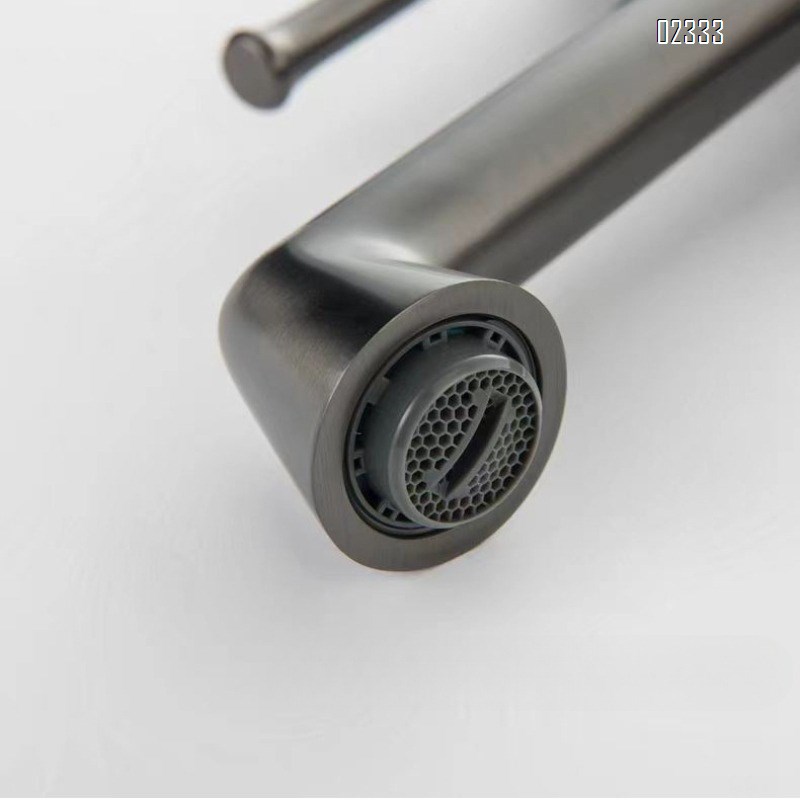 Hot and Cold All-Brass Integrated Basin Faucet Washbasin Bathroom Cabinet Simple Gun Gray Washbasin Tap