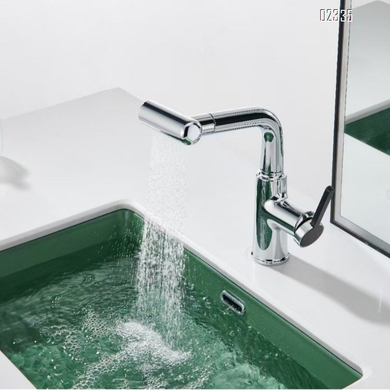 Brass Russia golden lift-up pull-out basin faucet art basin rotate pull-out rotate wash basin faucet Tap