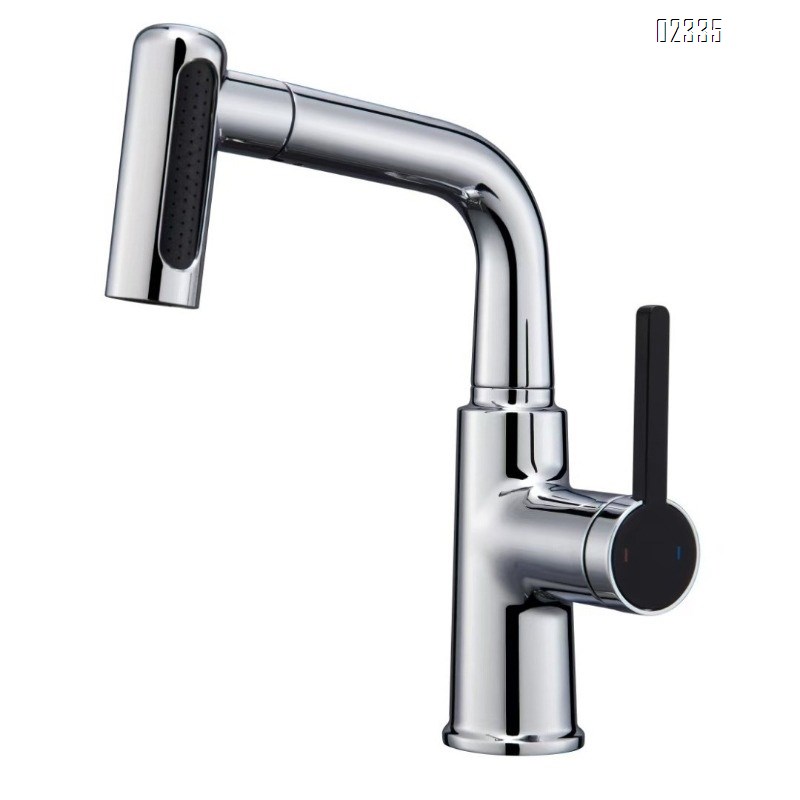 Brass Russia golden lift-up pull-out basin faucet art basin rotate pull-out rotate wash basin faucet Tap