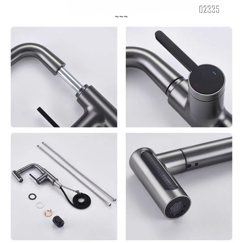 Brass Russia golden lift-up pull-out basin faucet art basin rotate pull-out rotate wash basin faucet Tap