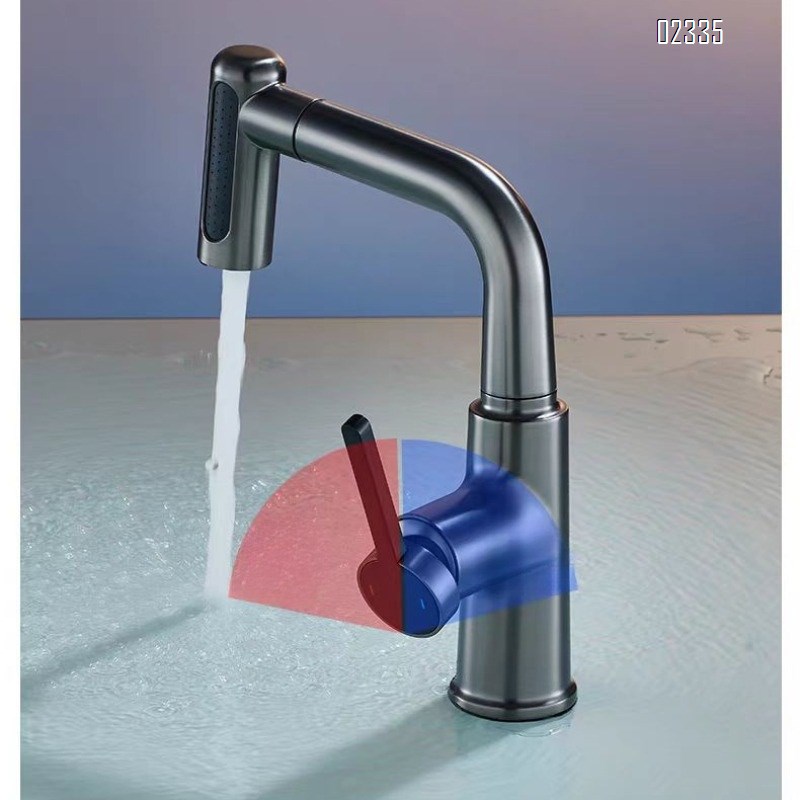 Brass Russia golden lift-up pull-out basin faucet art basin rotate pull-out rotate wash basin faucet Tap