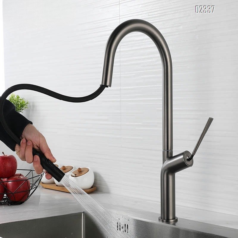 Brass Pull-out modern Kitchen sink water Best Faucets pull out Tap Gun Gray Sink Faucet Brushed Gold Tap