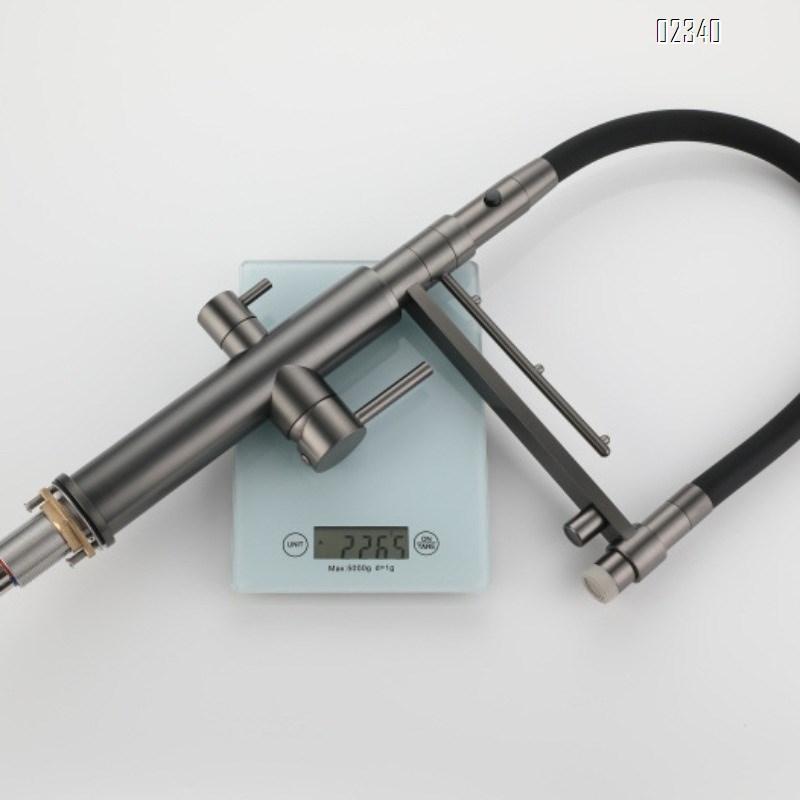 Kitchen Faucet Water Purifier Three-in-One Hot and Cold Gun Gray All-Brass Wash Basin Sink Hanging Rod Pull-Out Faucet