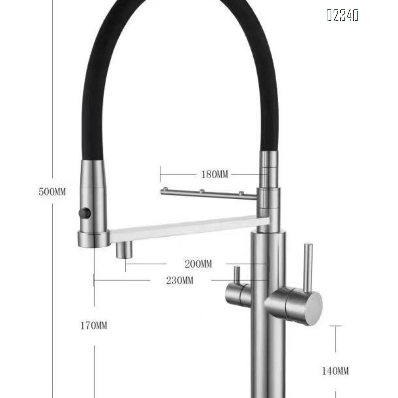 Kitchen Faucet Water Purifier Three-in-One Hot and Cold Gun Gray All-Brass Wash Basin Sink Hanging Rod Pull-Out Faucet