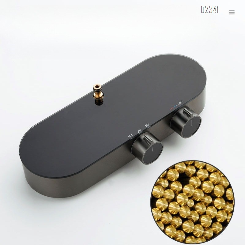 Waist Spray Square Tube Bathroom Shower Set Full Brass Glass Panel Waterfall Outlet Household Shower