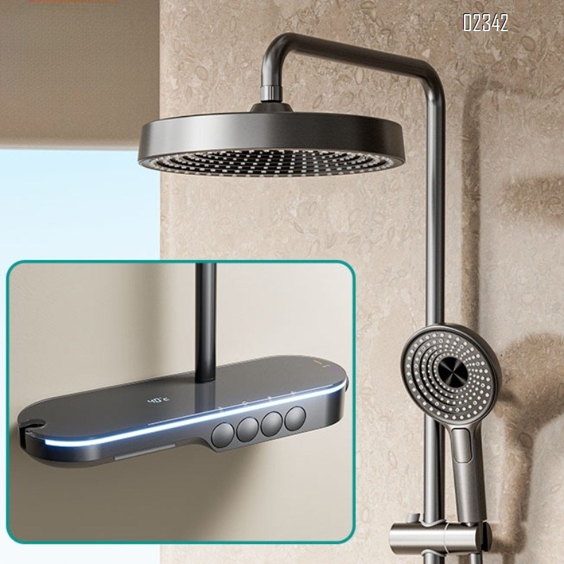 Brass Shower Head Set Household Thermostatic Digital Display Water Spray Gun Bathroom Bathroom Shower Set Shower Set