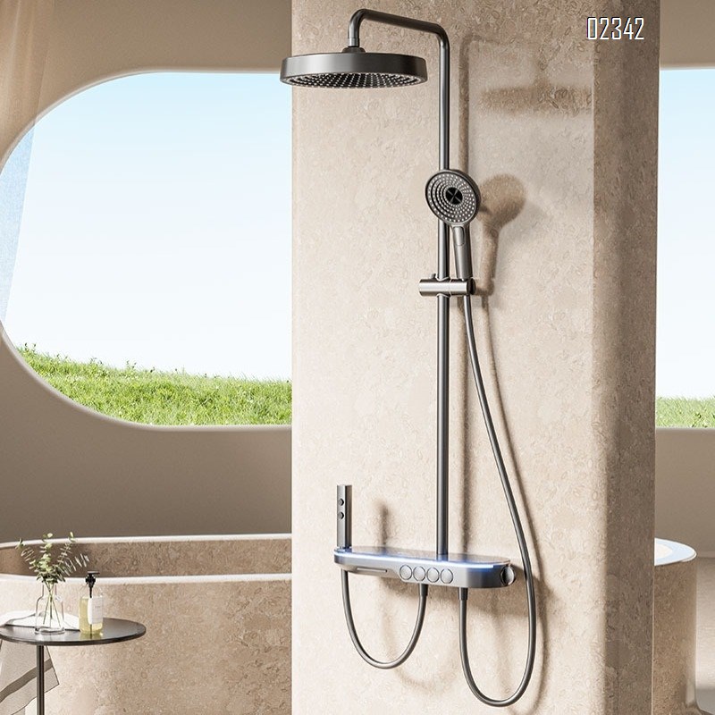 Brass Shower Head Set Household Thermostatic Digital Display Water Spray Gun Bathroom Bathroom Shower Set Shower Set