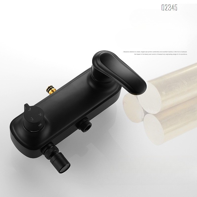 Bathroom Lift Three-Function Shower Set with Square Pipe Bidet and All-Brass Black Shower Head Set