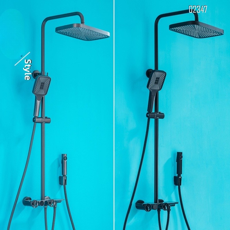 Brass Thermostatic Digital Display Shower Set Gun Gray Four-Function Bathroom Star Rain Pressurized Handheld Shower head Set