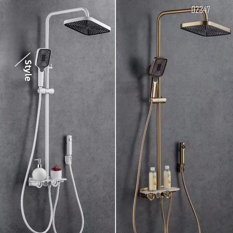 Brass Thermostatic Digital Display Shower Set Gun Gray Four-Function Bathroom Star Rain Pressurized Handheld Shower head Set