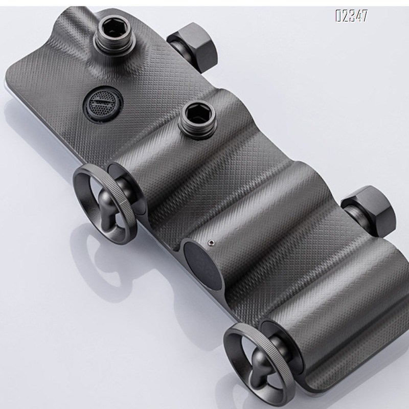 Brass Thermostatic Digital Display Shower Set Gun Gray Four-Function Bathroom Star Rain Pressurized Handheld Shower head Set