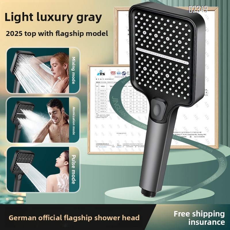 Rectangle Shower Head 3 Mode Powerful Water Spray Shower Head Against Low Pressure Water Flowwith Anti Clog Nozzles for Bathroom